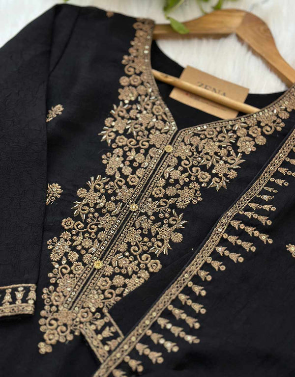 Shimmer Silk Ready-to-Wear Hand Work Kurti Set – Radiate Elegance ✨