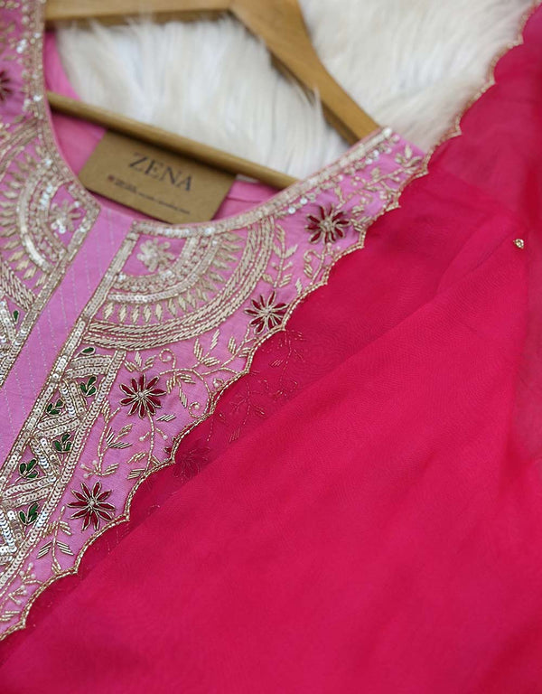 Dola Silk Ready-to-Wear Organza Kurti Set with Organza Dupatta – Timeless Elegance ✨