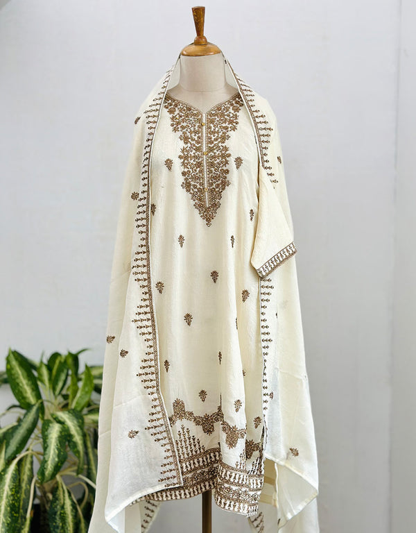 Shimmer Silk Ready-to-Wear Hand Work Kurti Set – Radiate Elegance ✨