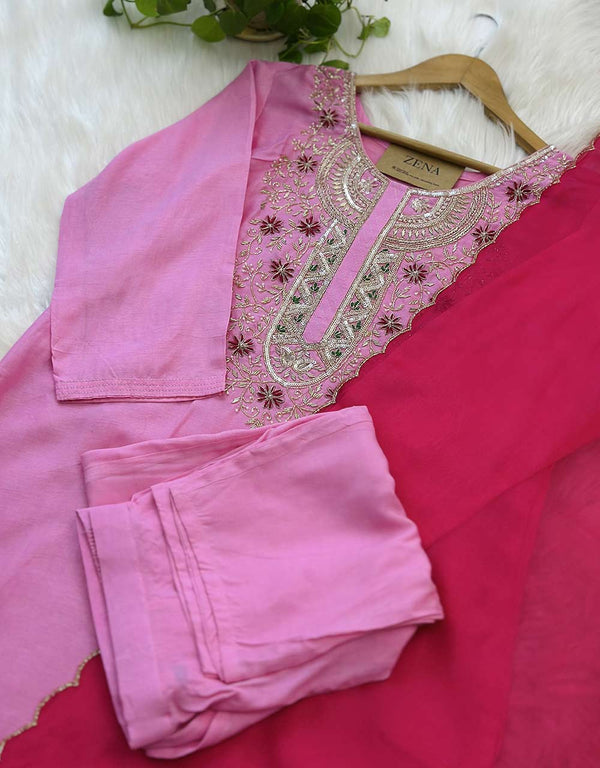 Dola Silk Ready-to-Wear Organza Kurti Set with Organza Dupatta – Timeless Elegance ✨