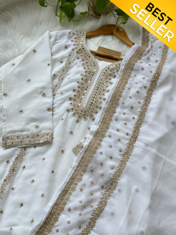 Georgette Partywear Suit with Mirror Work – Sparkle with Subtle Elegance