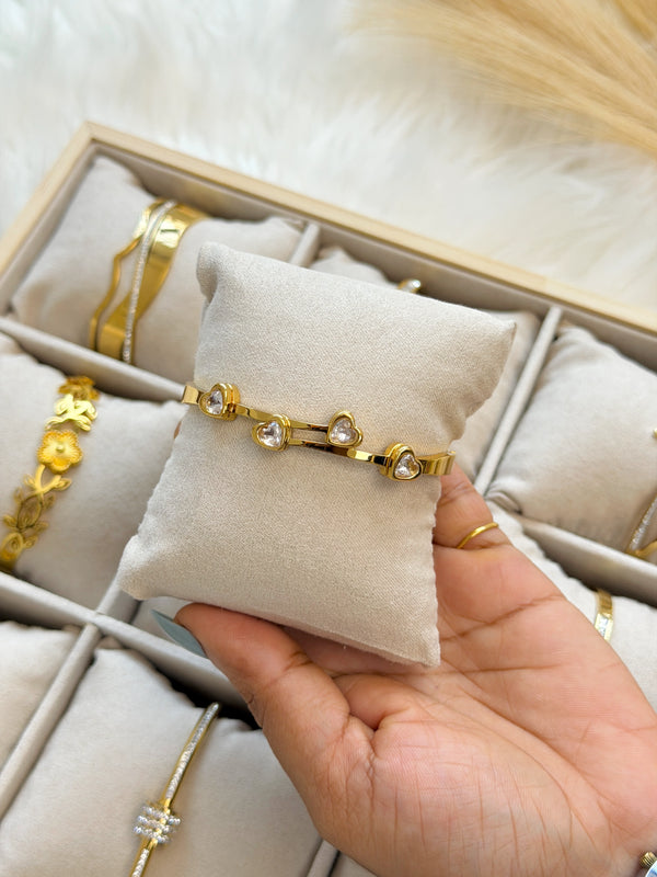 Gold-Plated Anti-Tarnish Stainless Steel Stone Bangle ✨
