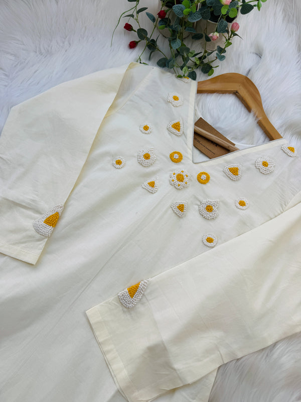 Pure Cotton Embroidered Anarkali Suit – Top, Bottom & Dupatta 🌸