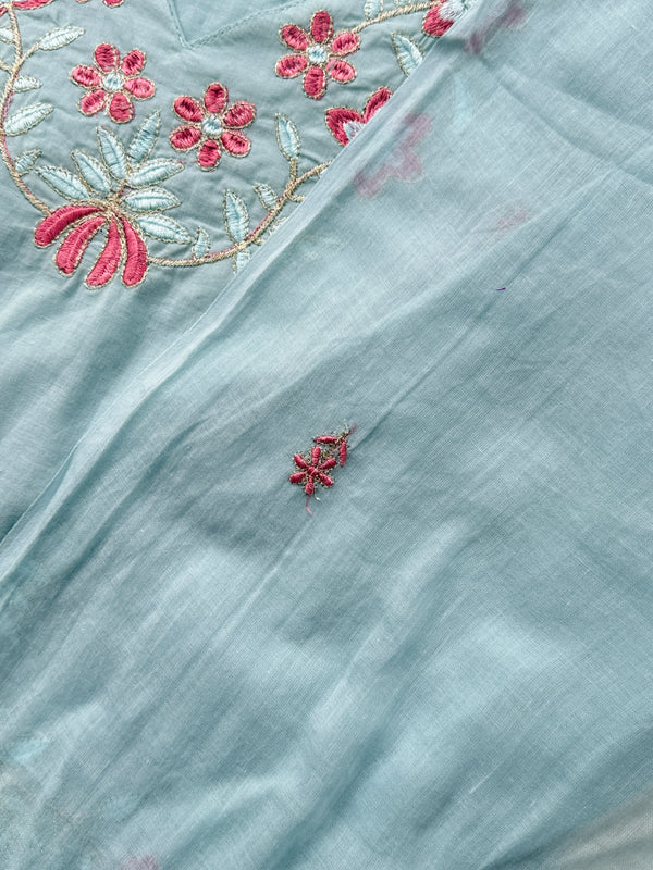 Mul Cotton Embroidered Kurti Set – Comfortable & Stylish Ready-to-Wear Outfit