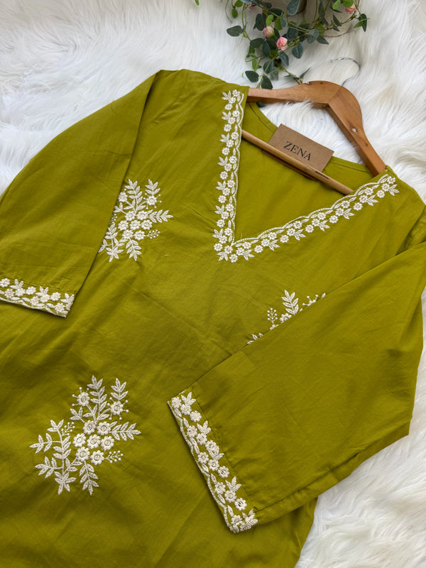 Pure Cotton Embroidered Kurti Set 🌿