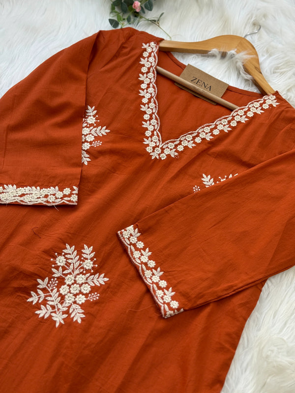 Pure Cotton Embroidered Kurti Set 🌿