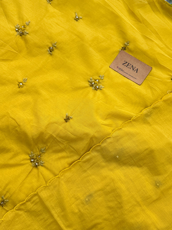 Mul Chanderi Unstitched Suit with Embroidery Details