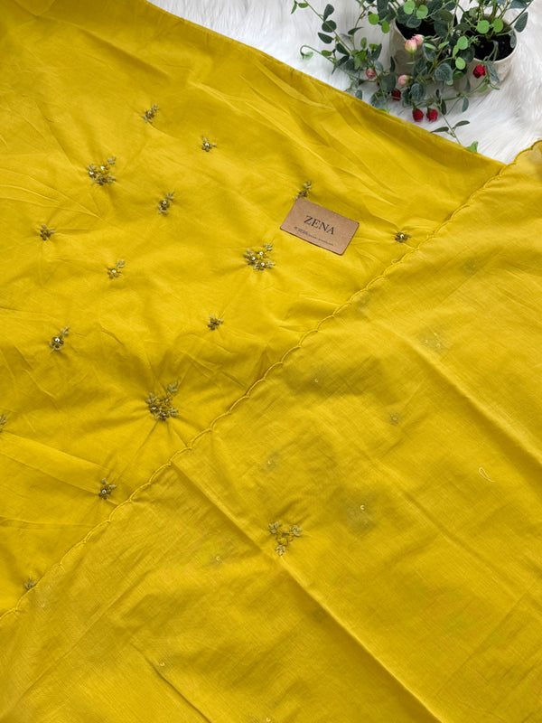 Mul Chanderi Unstitched Suit with Embroidery Details