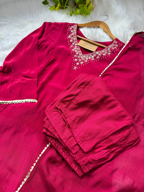 Ready-to-Wear Hand-Embroidered A-Line Kurti Set