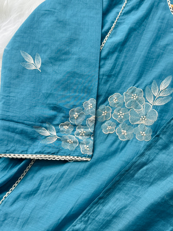 Mul Chanderi Embroidered Anarkali Kurti Set – Timeless Elegance, Effortless Style