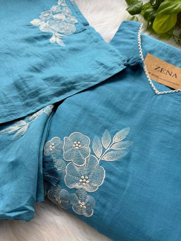 Mul Chanderi Embroidered Anarkali Kurti Set – Timeless Elegance, Effortless Style