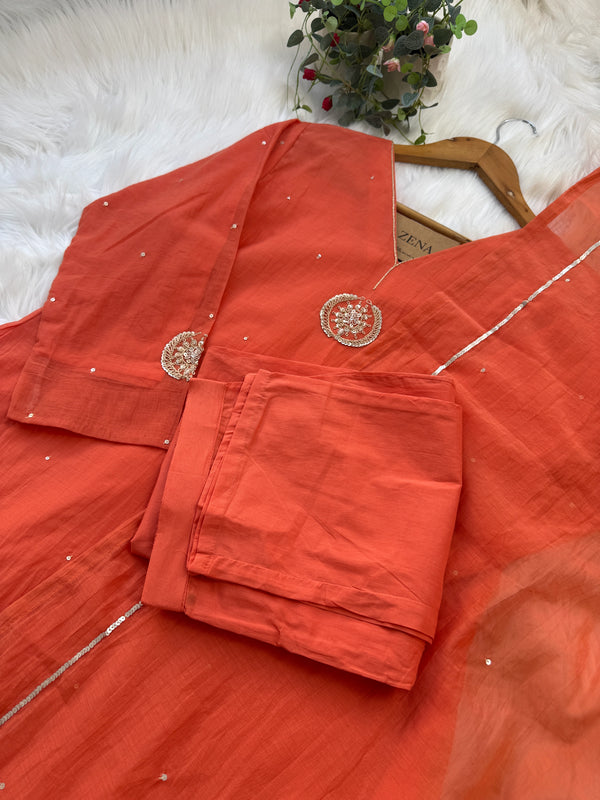 Premium Mul Chanderi Handwork Kurti Set ✨