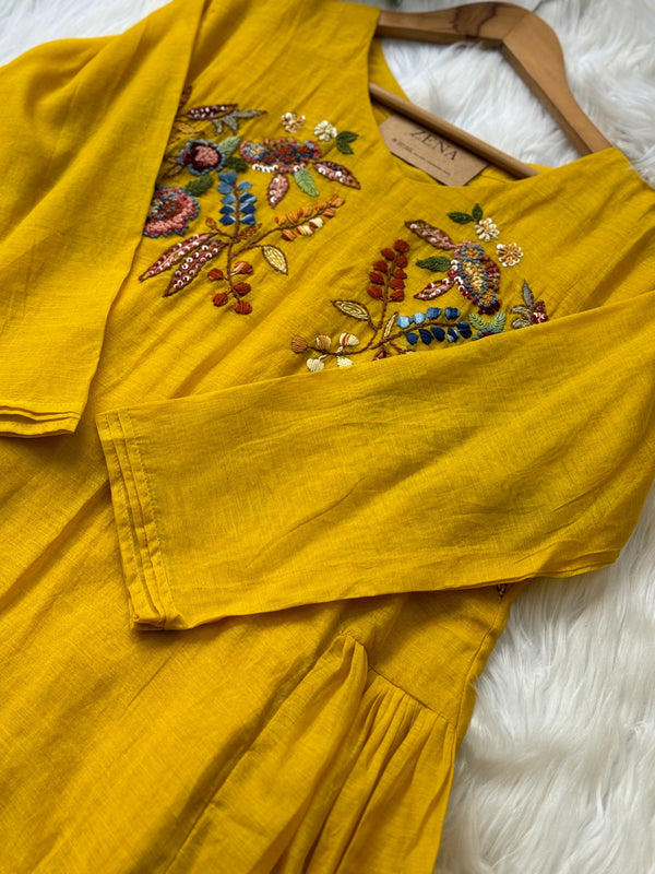 Mul Chanderi Embroidered Anarkali Set – Premium Festive Wear