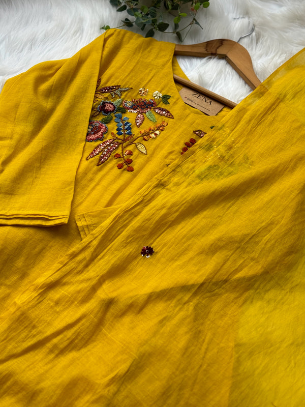 Mul Chanderi Embroidered Anarkali Set – Premium Festive Wear