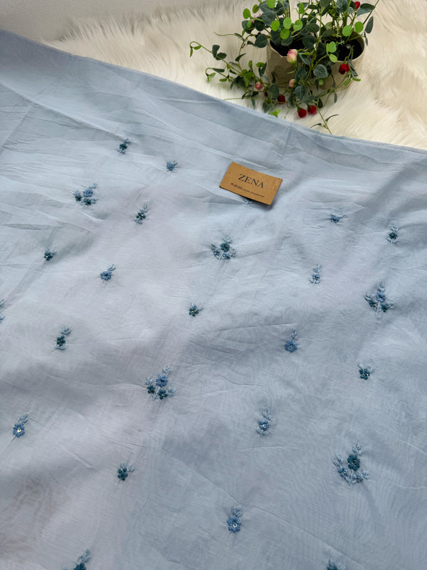 Mul Chanderi Unstitched Suit with Embroidery Details