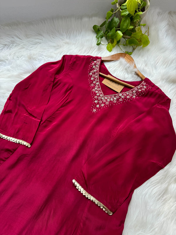 Ready-to-Wear Hand-Embroidered A-Line Kurti Set