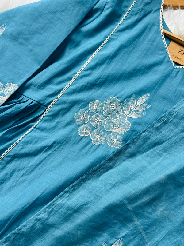 Mul Chanderi Embroidered Anarkali Kurti Set – Timeless Elegance, Effortless Style