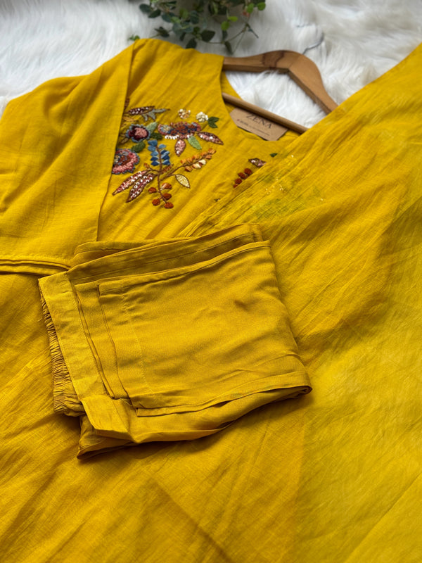 Mul Chanderi Embroidered Anarkali Set – Premium Festive Wear