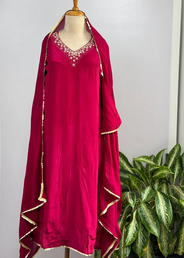 Ready-to-Wear Hand-Embroidered A-Line Kurti Set