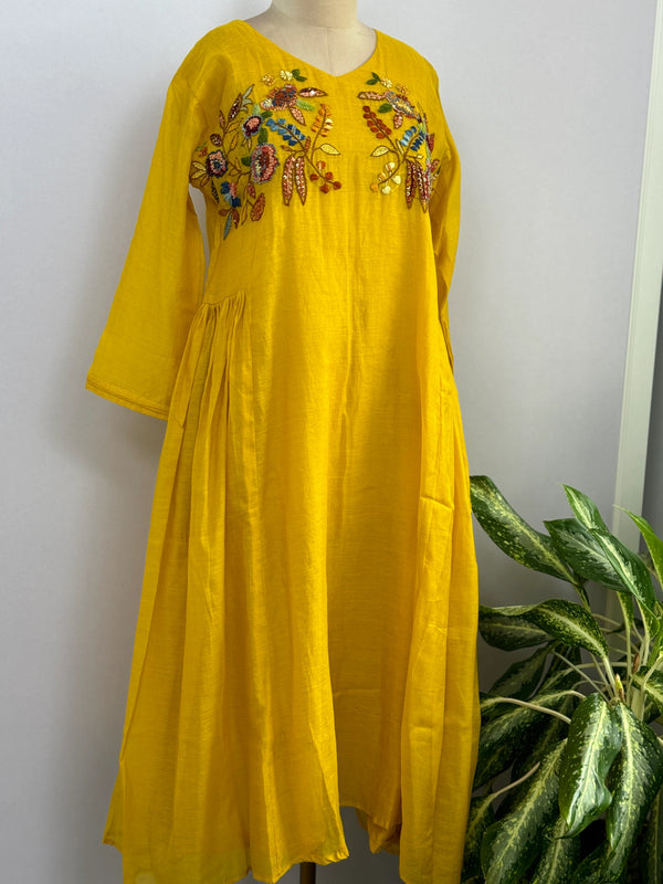 Mul Chanderi Embroidered Anarkali Set – Premium Festive Wear