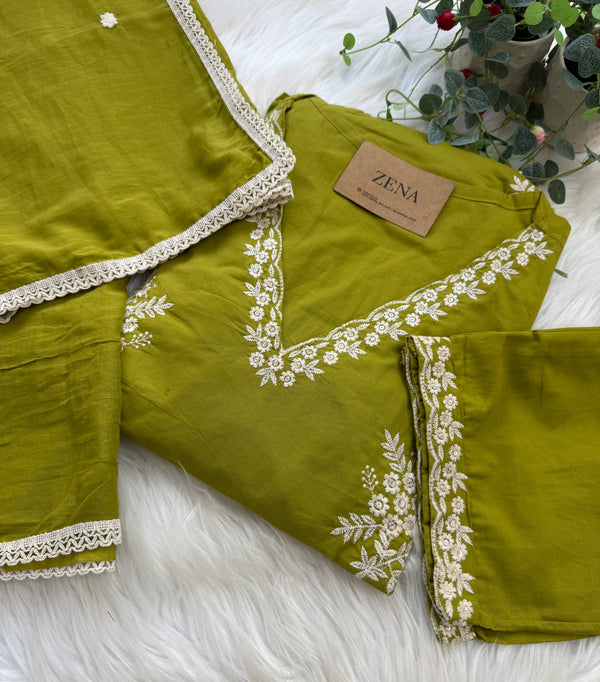 Pure Cotton Embroidered Kurti Set 🌿