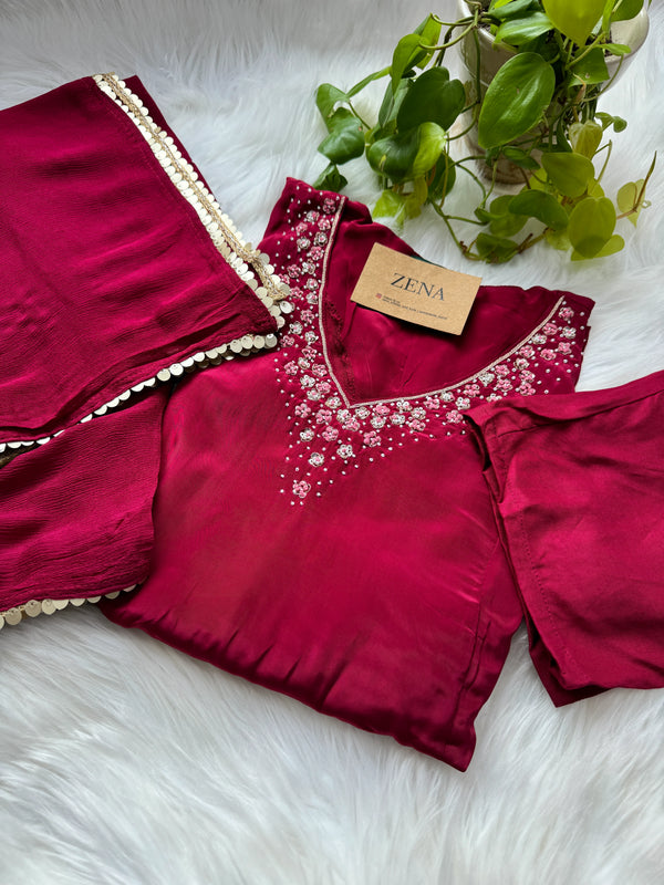 Ready-to-Wear Hand-Embroidered A-Line Kurti Set