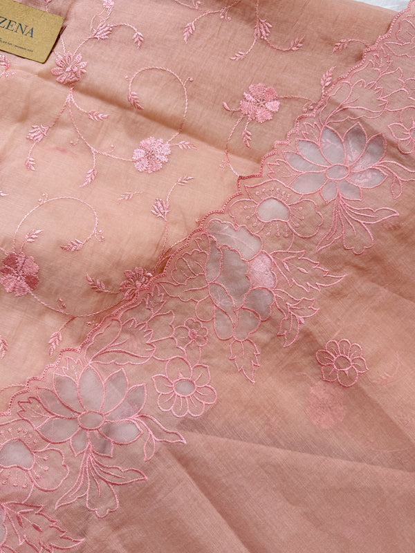 Premium Mul Chanderi Unstitched Embroidered Partywear Suit – Sophisticated & Stylish