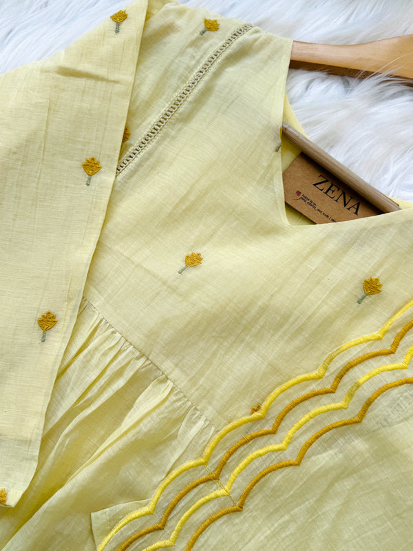 ✨ Premium Mul Chanderi Hand-Detailed Kurti Set ✨