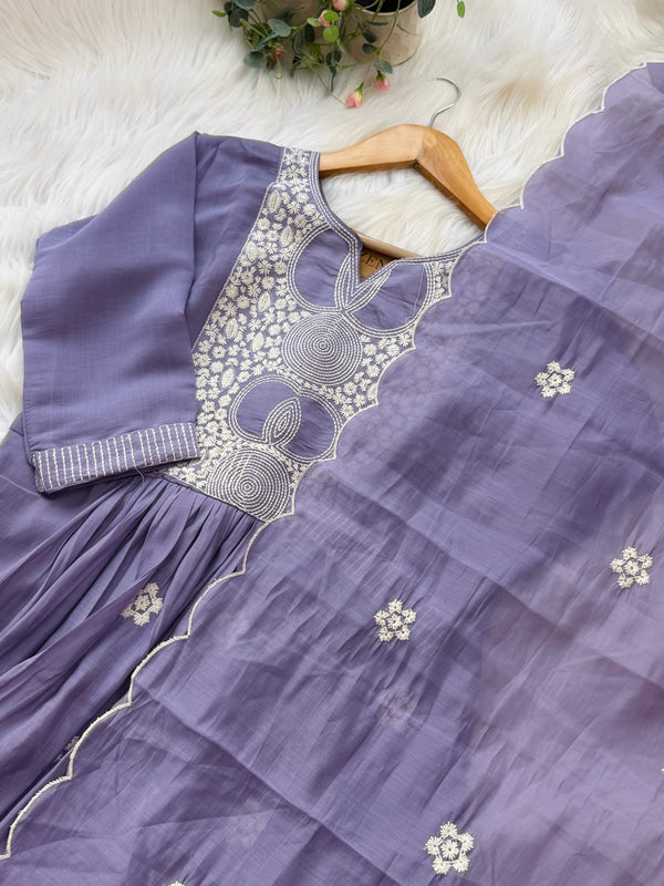 π Mul Chanderi Embroidered Anarkali Set π