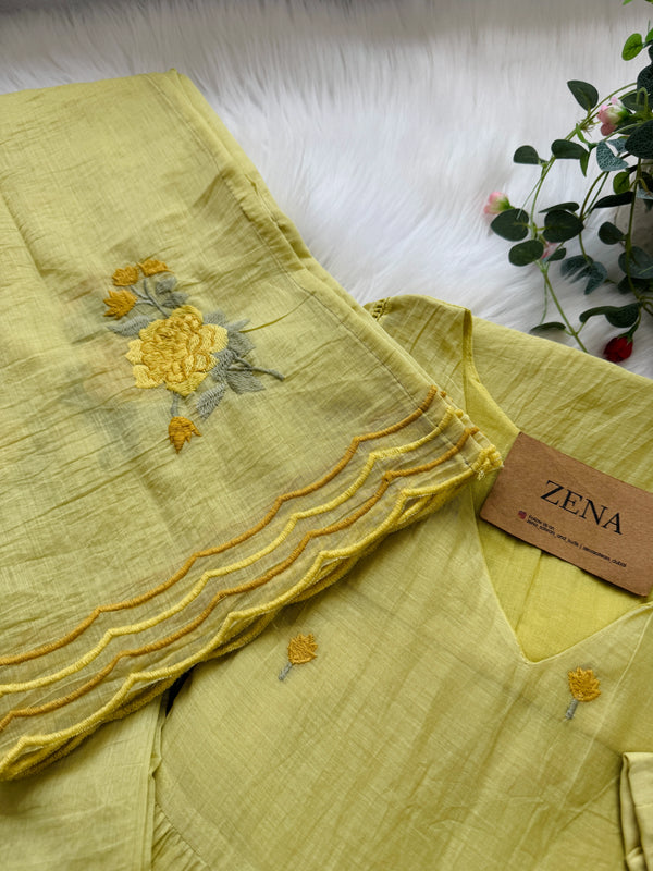 ✨ Premium Mul Chanderi Hand-Detailed Kurti Set ✨