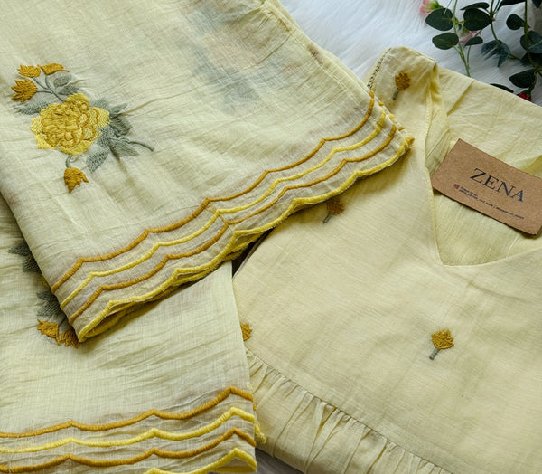 ✨ Premium Mul Chanderi Hand-Detailed Kurti Set ✨