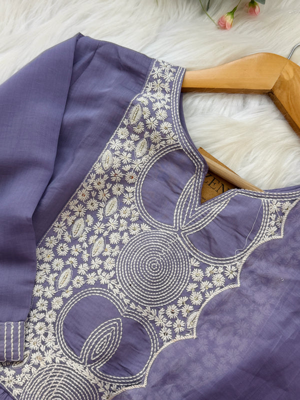 🌙 Mul Chanderi Embroidered Anarkali Set 🌙