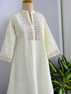Premium Mul Cotton Handwork Kurti Set – French Knot Detailing