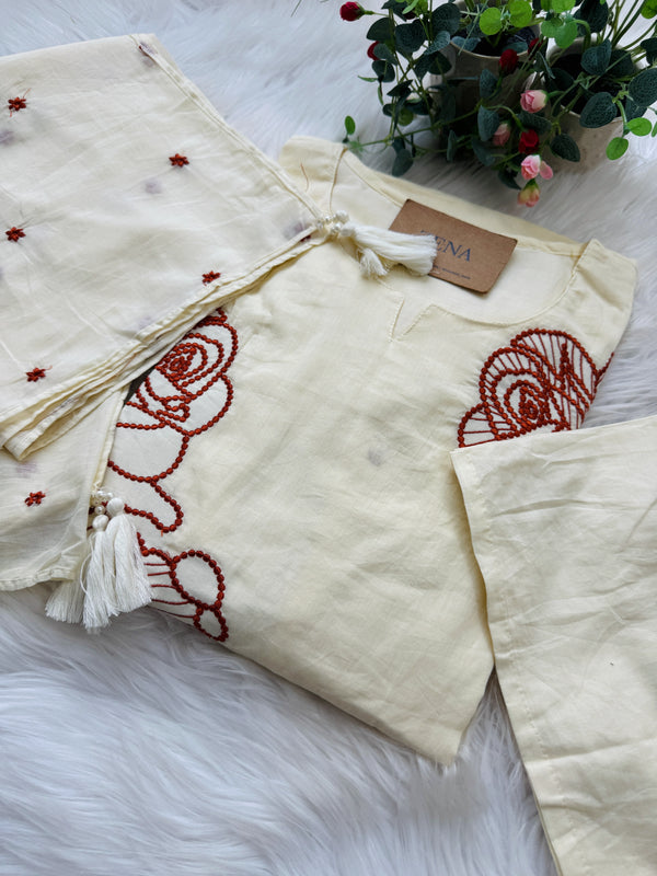 ✨ Pure Cotton Embroidered Kurti Set ✨