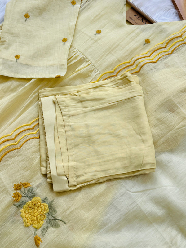 ✨ Premium Mul Chanderi Hand-Detailed Kurti Set ✨