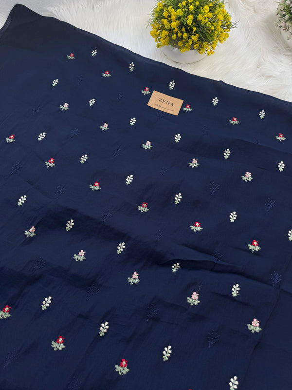 ✨ Mul Chanderi Unstitched Suit with Embroidery Buttis ✨