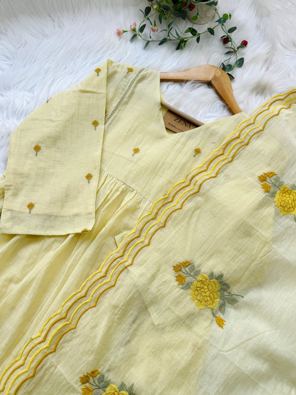 ✨ Premium Mul Chanderi Hand-Detailed Kurti Set ✨