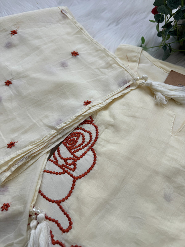 ✨ Pure Cotton Embroidered Kurti Set ✨