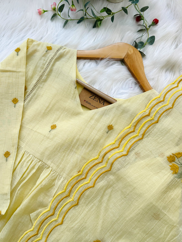 ✨ Premium Mul Chanderi Hand-Detailed Kurti Set ✨