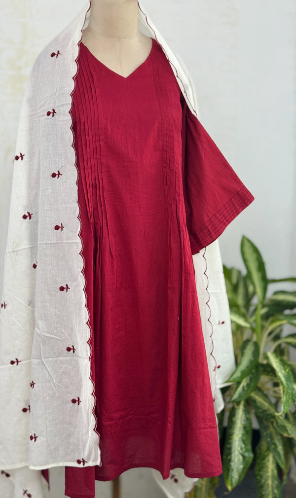 ๐ธ Pure Mul Cotton Embroidered Anarkali Set ๐ธ