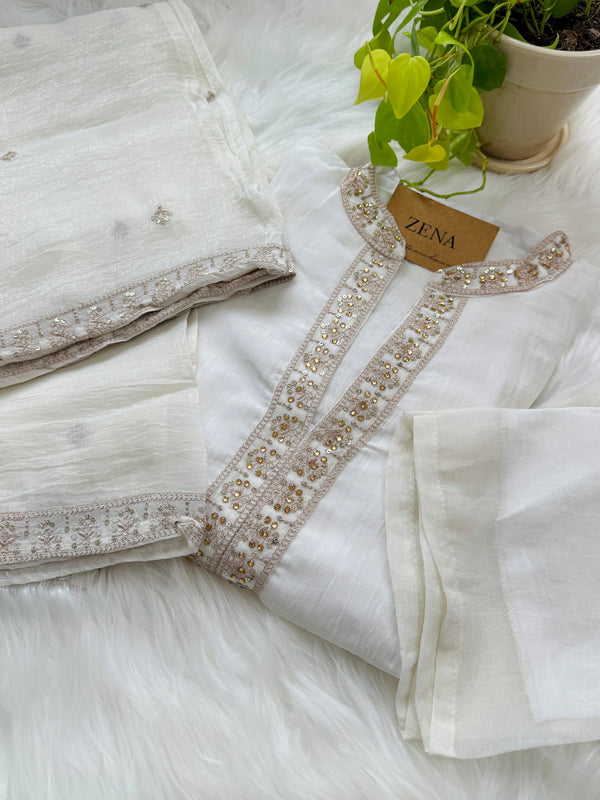 ✨ Shimmer Silk Embroidered Partywear Suit – Glow at Every Occasion