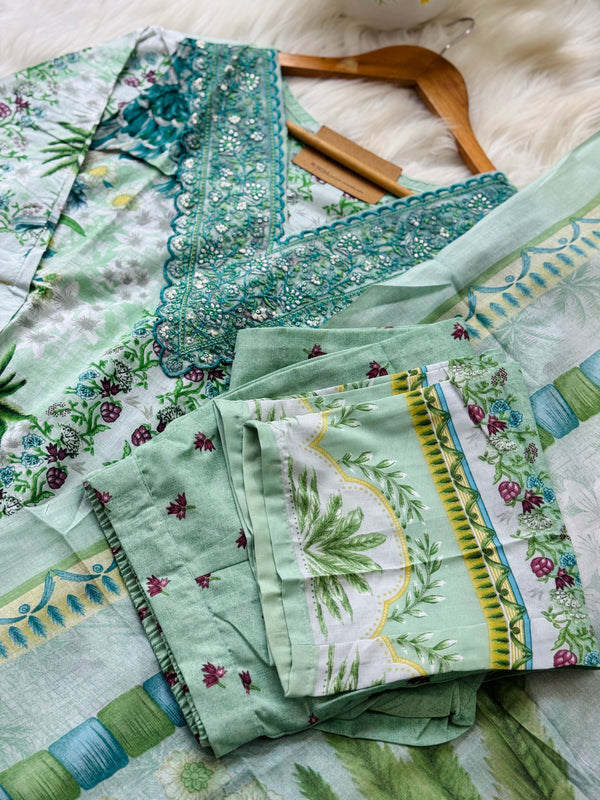 🌙 Pure Cotton Pakistani Kurti Set with Embroidery🌙