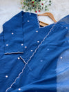 Premium Mul Chanderi Mirror Work A-Line Kurti Set – Shine with Subtle Elegance