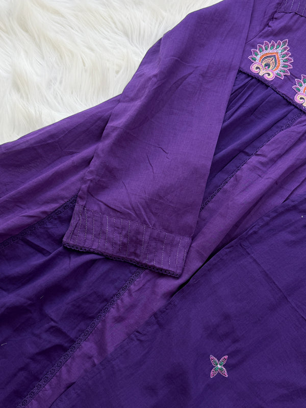 🌸 Pure Cotton Embroidered Anarkali Set 🌸