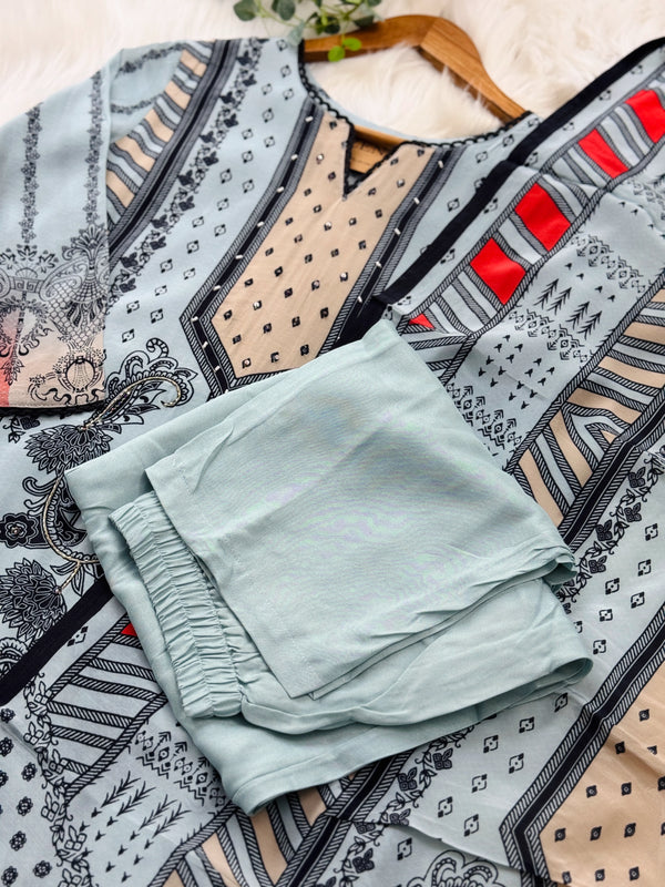 ✨ Pure Crepe Hand-Detailed Party Wear Kurti Set ✨