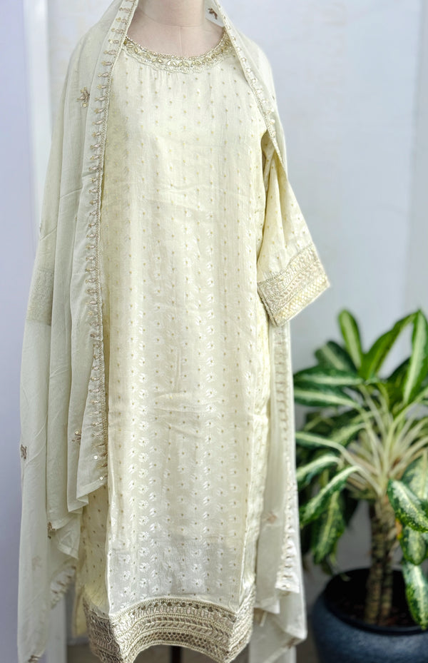 ✨ Tissue Silk Handwork Party Wear Suit with Organza Dupatta ✨