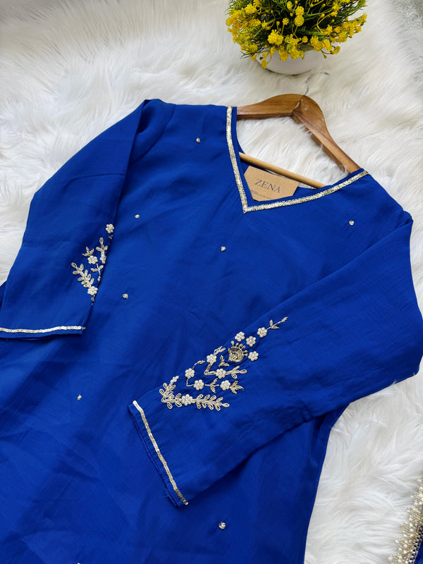 ✨ Mul Chanderi Hand Detailed Anarkali Set ✨