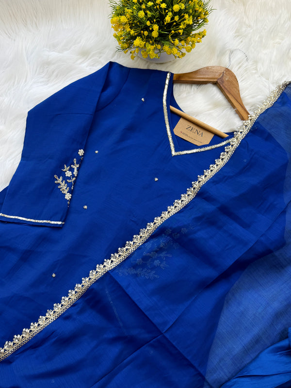 ✨ Mul Chanderi Hand Detailed Anarkali Set ✨