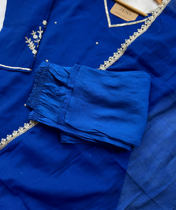 ✨ Mul Chanderi Hand Detailed Anarkali Set ✨