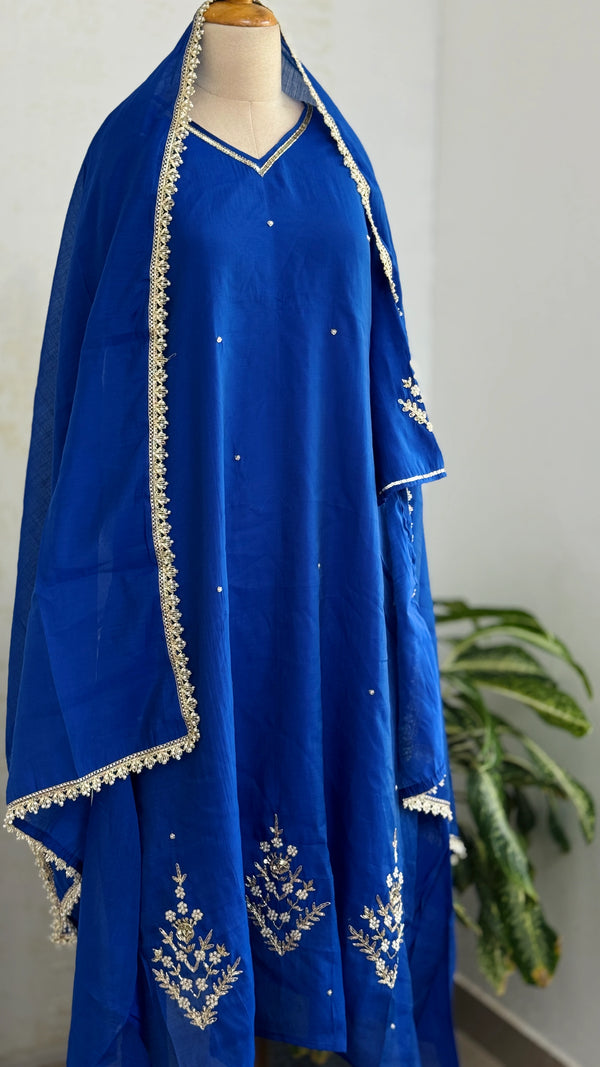 ✨ Mul Chanderi Hand Detailed Anarkali Set ✨